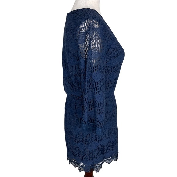 Alya Blue Lace Overlay Romper - Picture 3 of 9